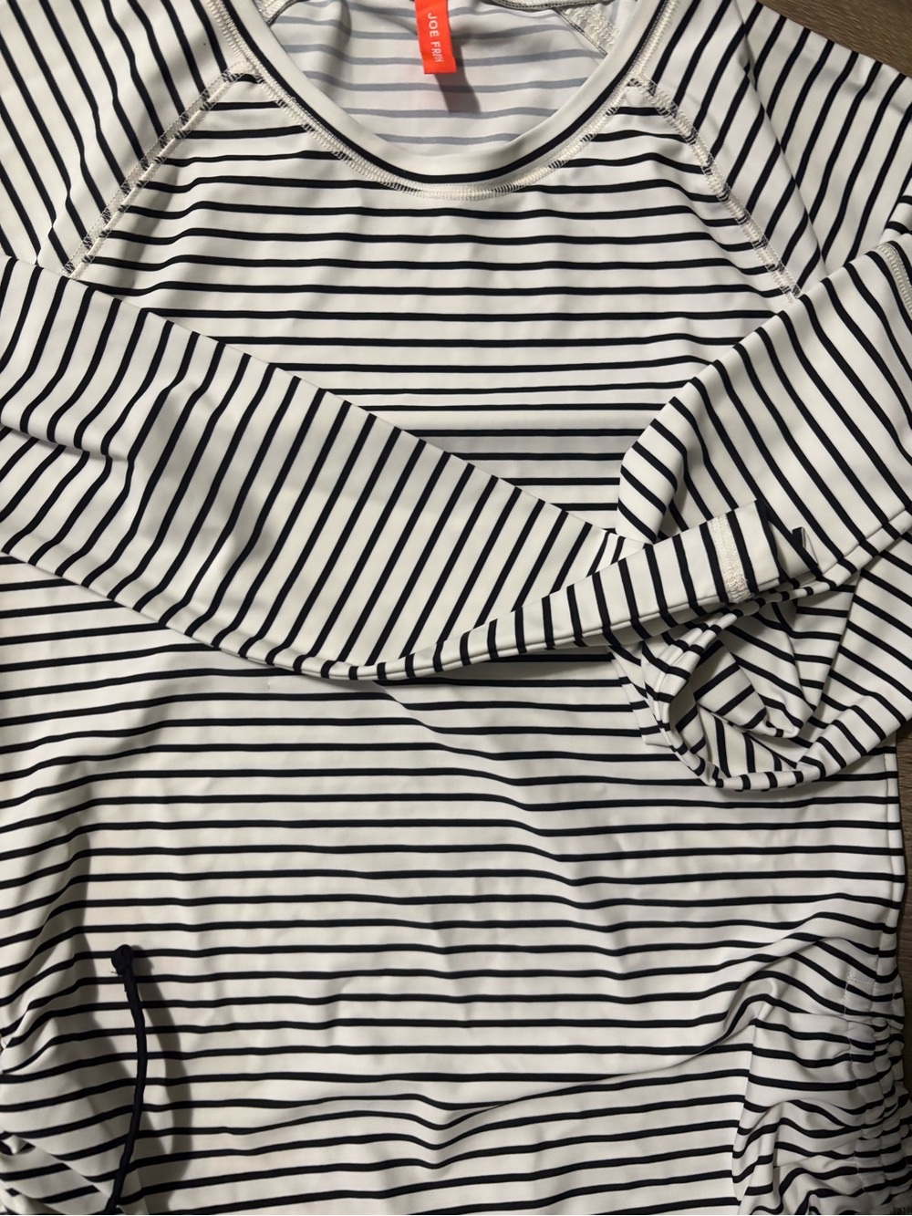 Joe Fresh White and Black Striped Long Sleeve Swim Top